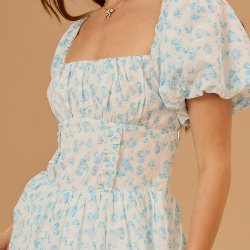 NEW Altar’d State Blue Floral Layered Maxi Dress Size Medium NWT - Picture 2 of 9